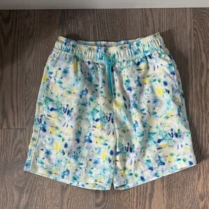 Crewcuts Blue and Yellow Patterned Swim Trunks